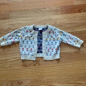 Hanna Andersson flower knit cardigan 6-12 months